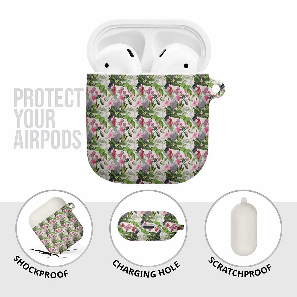 Aussie Pink Cockatoo Flowers Seamless Pattern AirPods Case - Aussie Hoodie