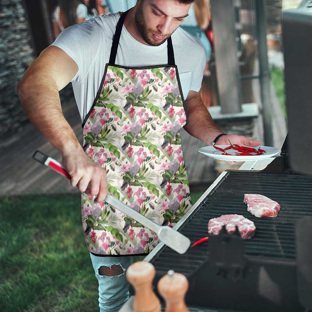 Aussie Pink Cockatoo Flowers Seamless Pattern Apron - Aussie Hoodie