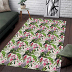 Aussie Pink Cockatoo Flowers Seamless Pattern Area Rug - Aussie Hoodie