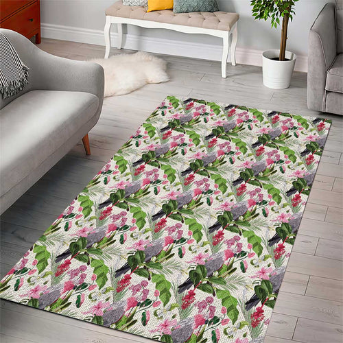 Aussie Pink Cockatoo Flowers Seamless Pattern Area Rug - Aussie Hoodie