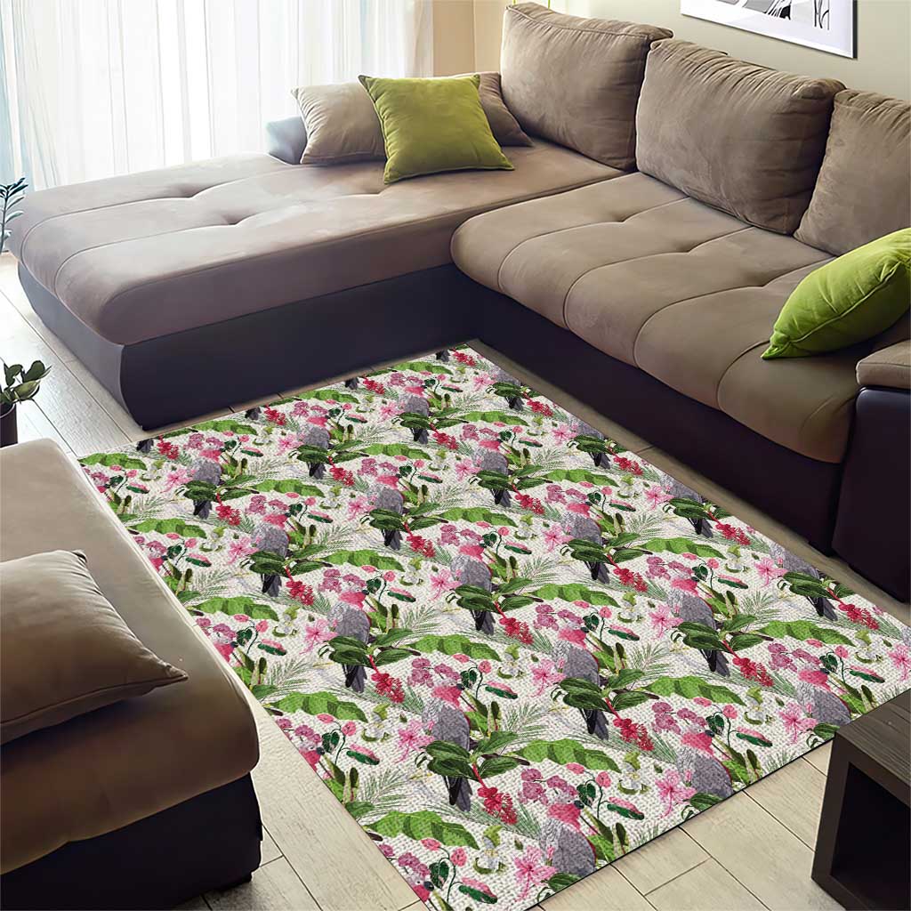 Aussie Pink Cockatoo Flowers Seamless Pattern Area Rug - Aussie Hoodie