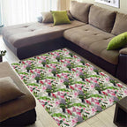 Aussie Pink Cockatoo Flowers Seamless Pattern Area Rug - Aussie Hoodie