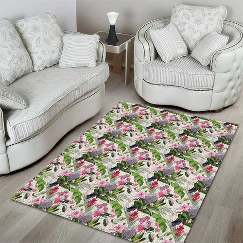 Aussie Pink Cockatoo Flowers Seamless Pattern Area Rug - Aussie Hoodie