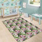 Aussie Pink Cockatoo Flowers Seamless Pattern Area Rug - Aussie Hoodie