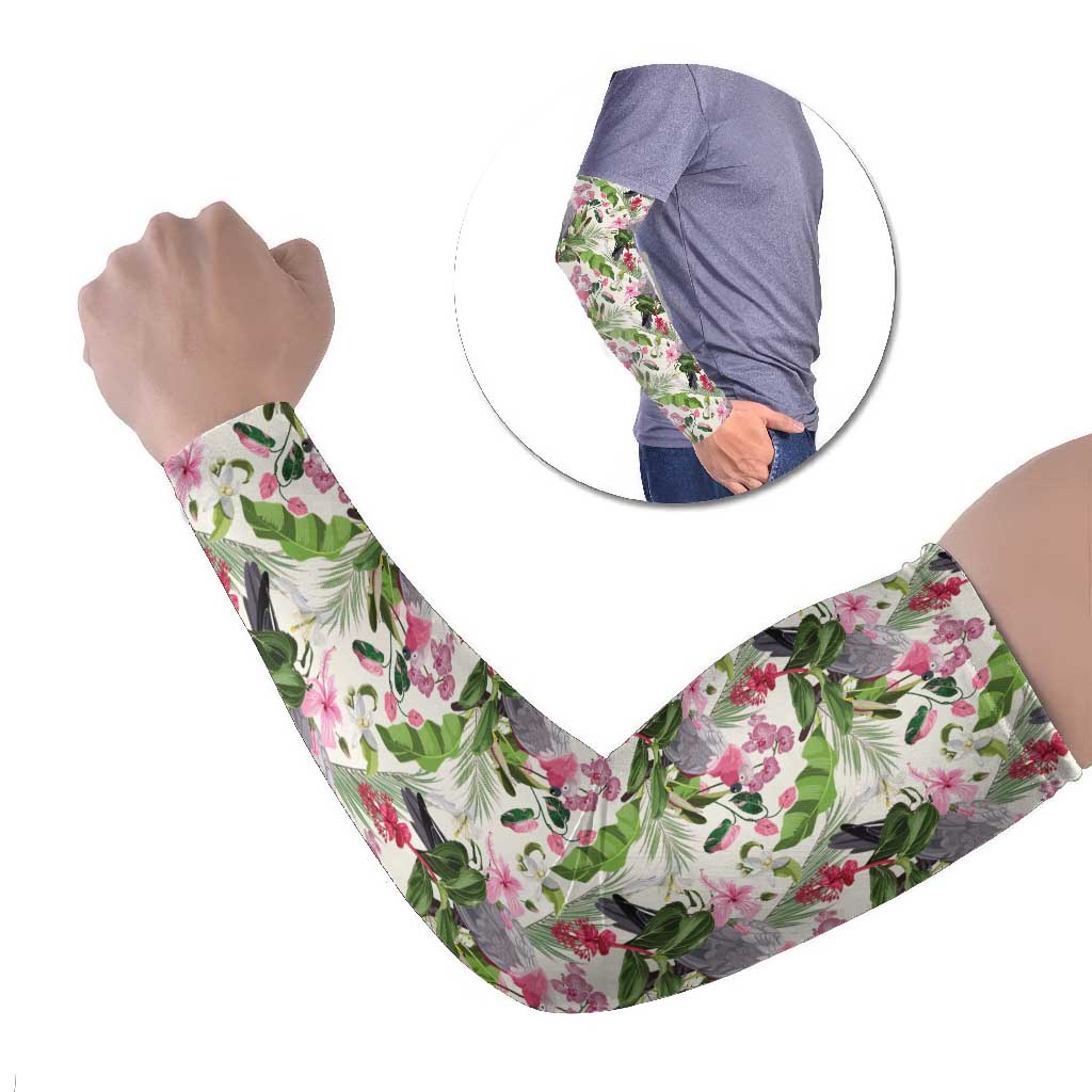 Aussie Pink Cockatoo Flowers Seamless Pattern Arm Sleeves - Aussie Hoodie