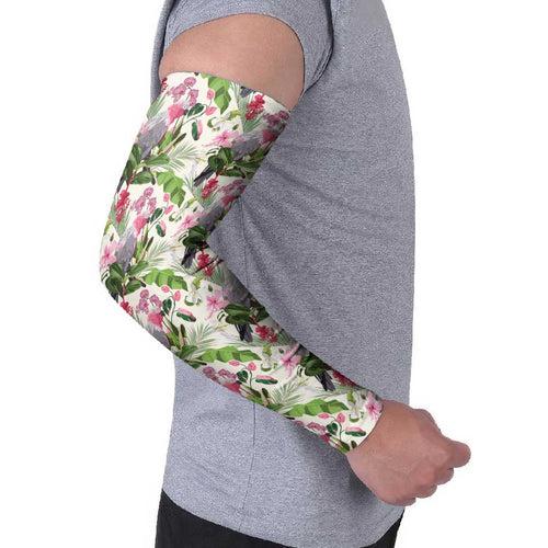 Aussie Pink Cockatoo Flowers Seamless Pattern Arm Sleeves - Aussie Hoodie