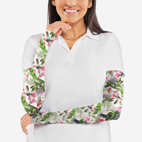 Aussie Pink Cockatoo Flowers Seamless Pattern Arm Sleeves - Aussie Hoodie