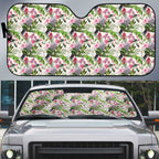 Aussie Pink Cockatoo Flowers Seamless Pattern Auto Sun Shade - Aussie Hoodie
