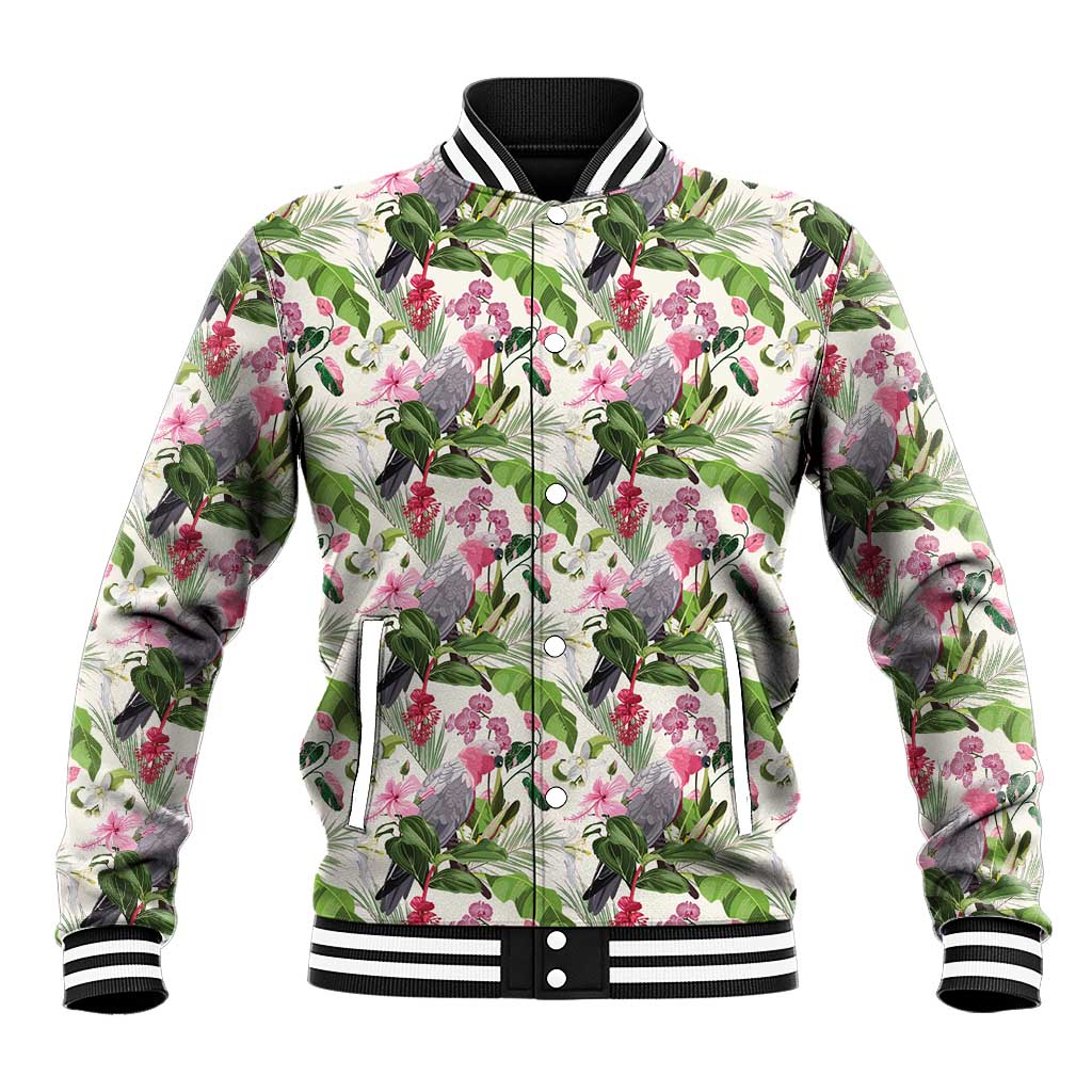 Aussie Pink Cockatoo Flowers Seamless Pattern Baseball Jacket - Aussie Hoodie