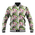 Aussie Pink Cockatoo Flowers Seamless Pattern Baseball Jacket - Aussie Hoodie