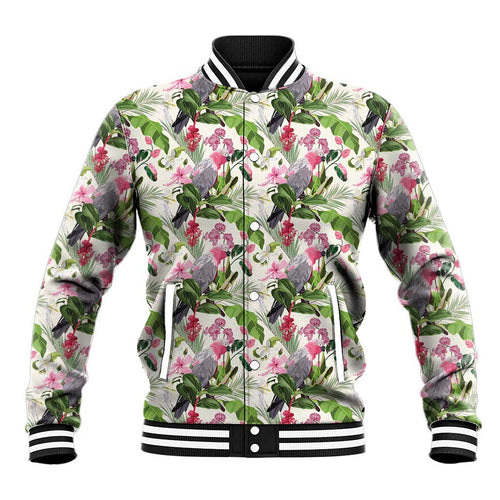 Aussie Pink Cockatoo Flowers Seamless Pattern Baseball Jacket - Aussie Hoodie