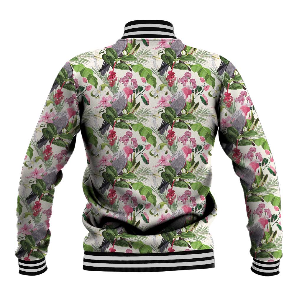 Aussie Pink Cockatoo Flowers Seamless Pattern Baseball Jacket - Aussie Hoodie