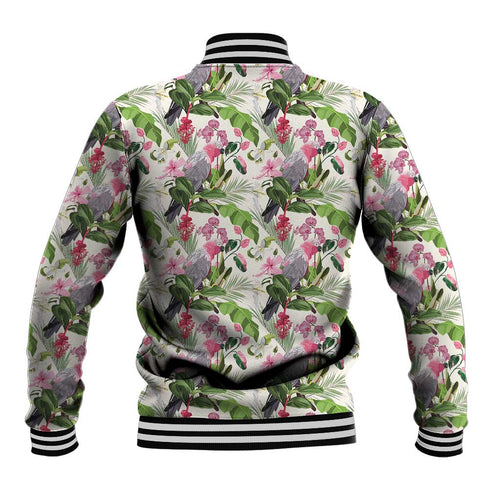 Aussie Pink Cockatoo Flowers Seamless Pattern Baseball Jacket - Aussie Hoodie