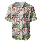Aussie Pink Cockatoo Flowers Seamless Pattern Baseball Jersey - Aussie Hoodie
