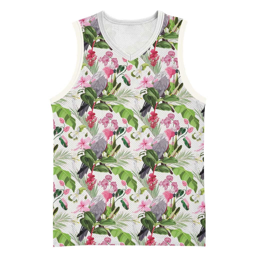Aussie Pink Cockatoo Flowers Seamless Pattern Basketball Jersey - Aussie Hoodie