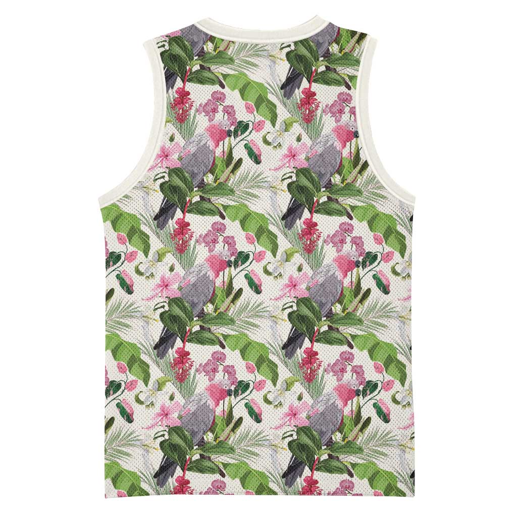 Aussie Pink Cockatoo Flowers Seamless Pattern Basketball Jersey - Aussie Hoodie