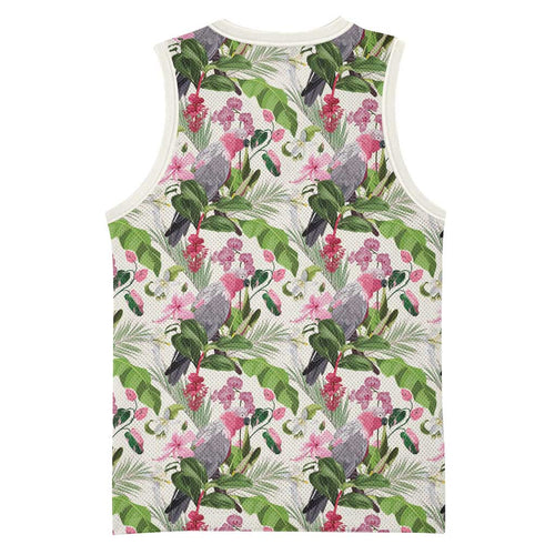 Aussie Pink Cockatoo Flowers Seamless Pattern Basketball Jersey - Aussie Hoodie