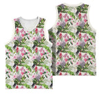 Aussie Pink Cockatoo Flowers Seamless Pattern Basketball Jersey - Aussie Hoodie