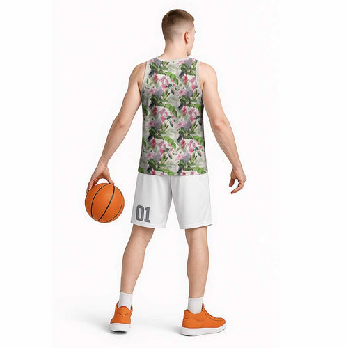 Aussie Pink Cockatoo Flowers Seamless Pattern Basketball Jersey - Aussie Hoodie