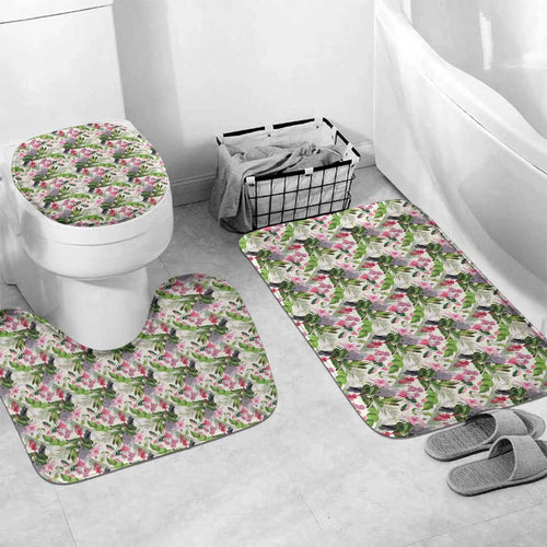 Aussie Pink Cockatoo Flowers Seamless Pattern Bathroom Set - Aussie Hoodie