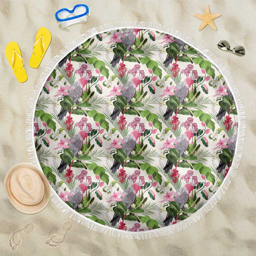 Aussie Pink Cockatoo Flowers Seamless Pattern Beach Blanket - Aussie Hoodie