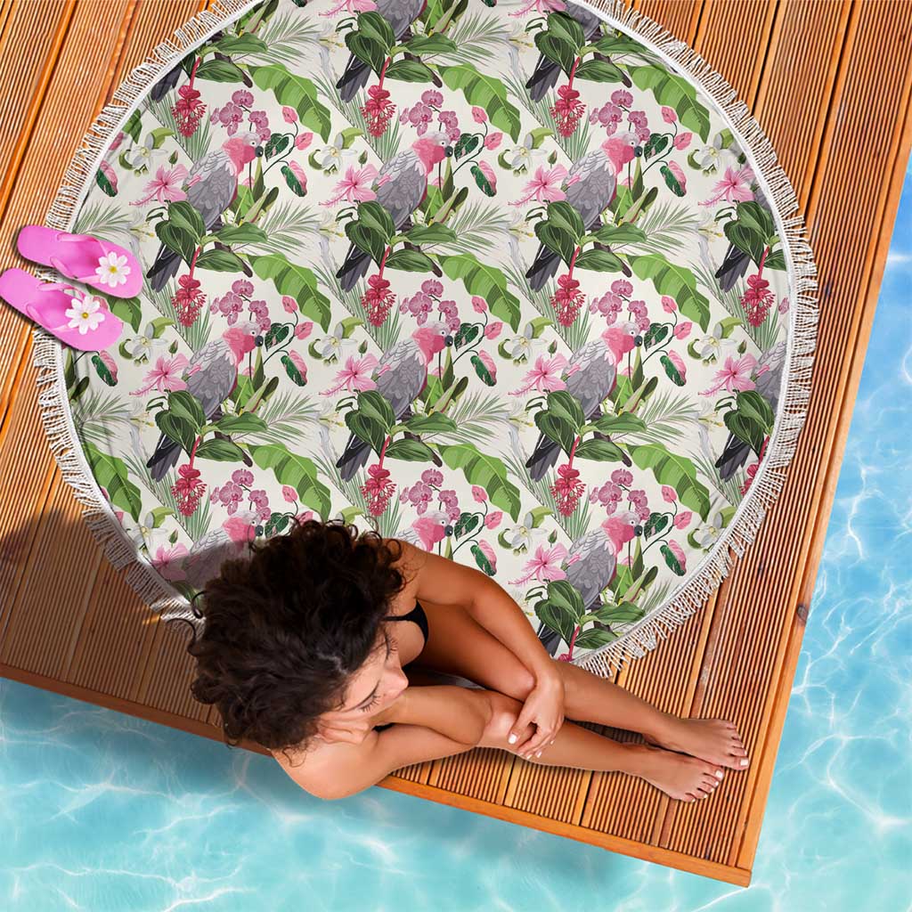 Aussie Pink Cockatoo Flowers Seamless Pattern Beach Blanket - Aussie Hoodie