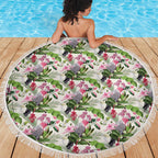 Aussie Pink Cockatoo Flowers Seamless Pattern Beach Blanket - Aussie Hoodie