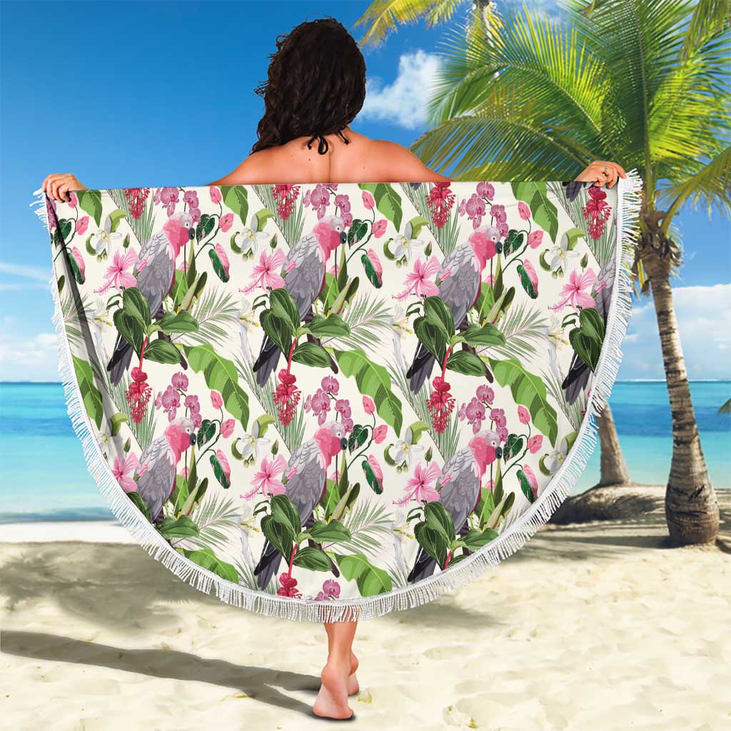 Aussie Pink Cockatoo Flowers Seamless Pattern Beach Blanket - Aussie Hoodie