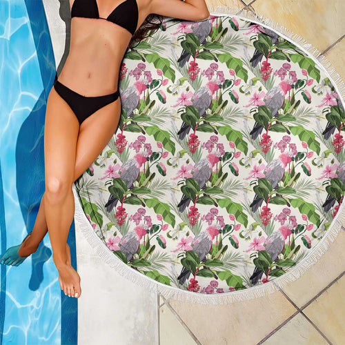 Aussie Pink Cockatoo Flowers Seamless Pattern Beach Blanket - Aussie Hoodie