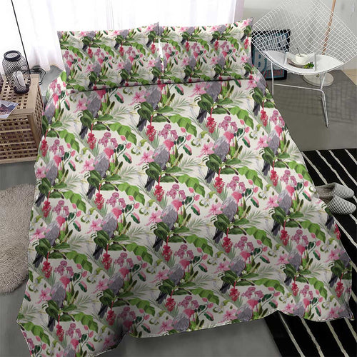Aussie Pink Cockatoo Flowers Seamless Pattern Bedding Set - Aussie Hoodie