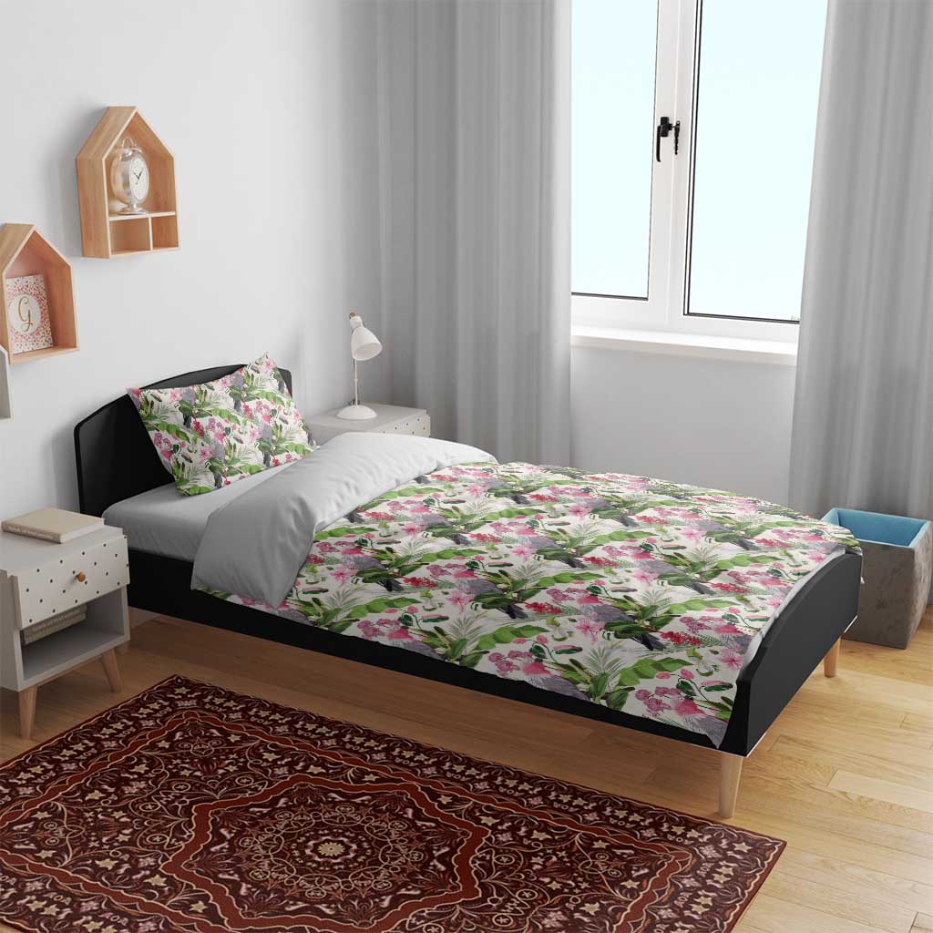 Aussie Pink Cockatoo Flowers Seamless Pattern Bedding Set - Aussie Hoodie