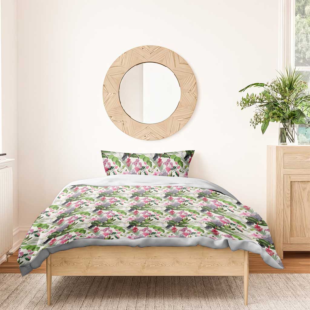 Aussie Pink Cockatoo Flowers Seamless Pattern Bedding Set - Aussie Hoodie