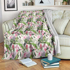 Aussie Pink Cockatoo Flowers Seamless Pattern Blanket - Aussie Hoodie