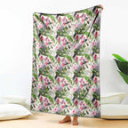 Aussie Pink Cockatoo Flowers Seamless Pattern Blanket - Aussie Hoodie