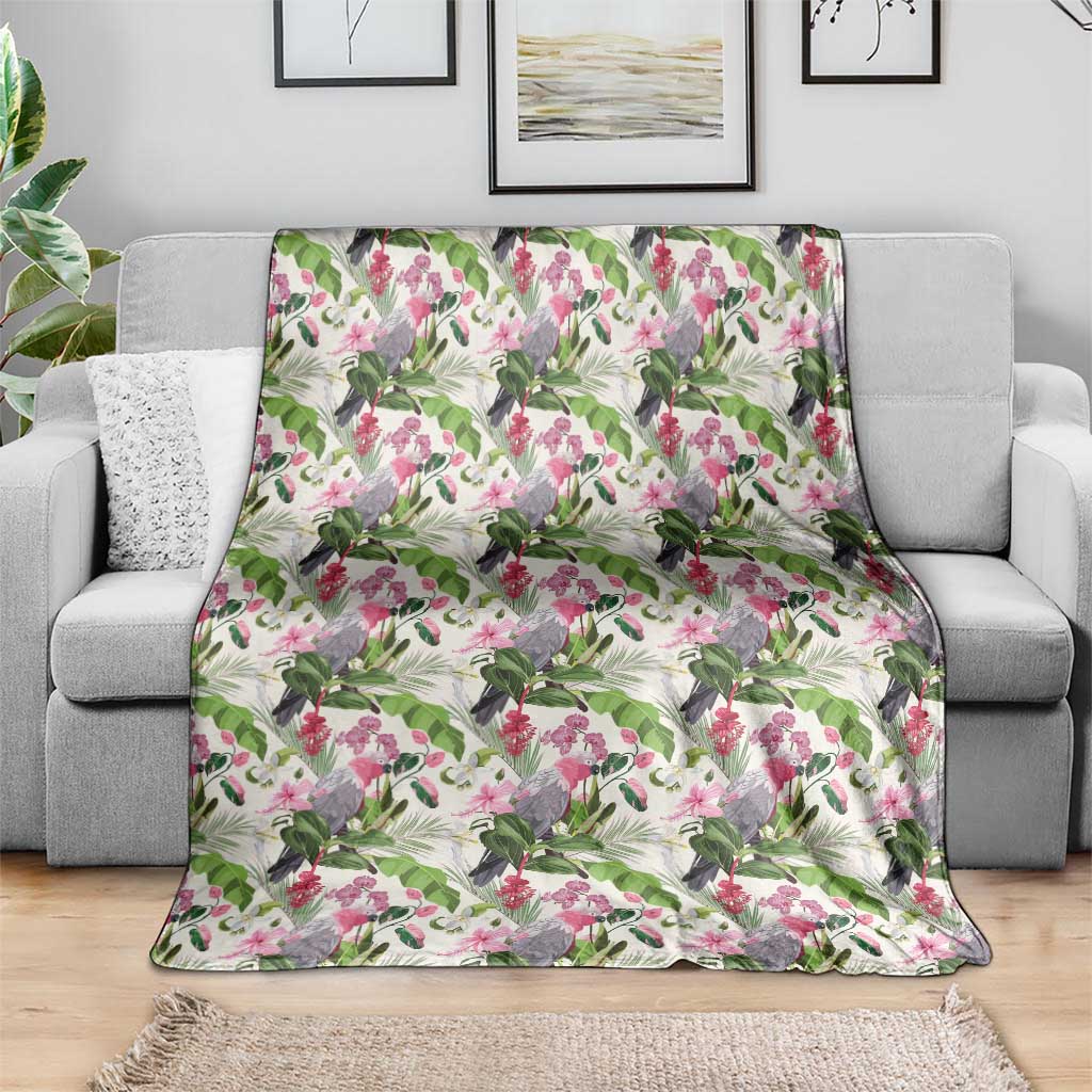 Aussie Pink Cockatoo Flowers Seamless Pattern Blanket - Aussie Hoodie