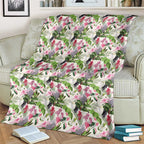 Aussie Pink Cockatoo Flowers Seamless Pattern Blanket - Aussie Hoodie