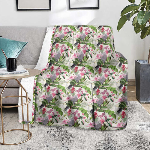 Aussie Pink Cockatoo Flowers Seamless Pattern Blanket - Aussie Hoodie