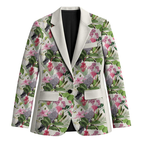 Aussie Pink Cockatoo Flowers Seamless Pattern Blazer - Aussie Hoodie