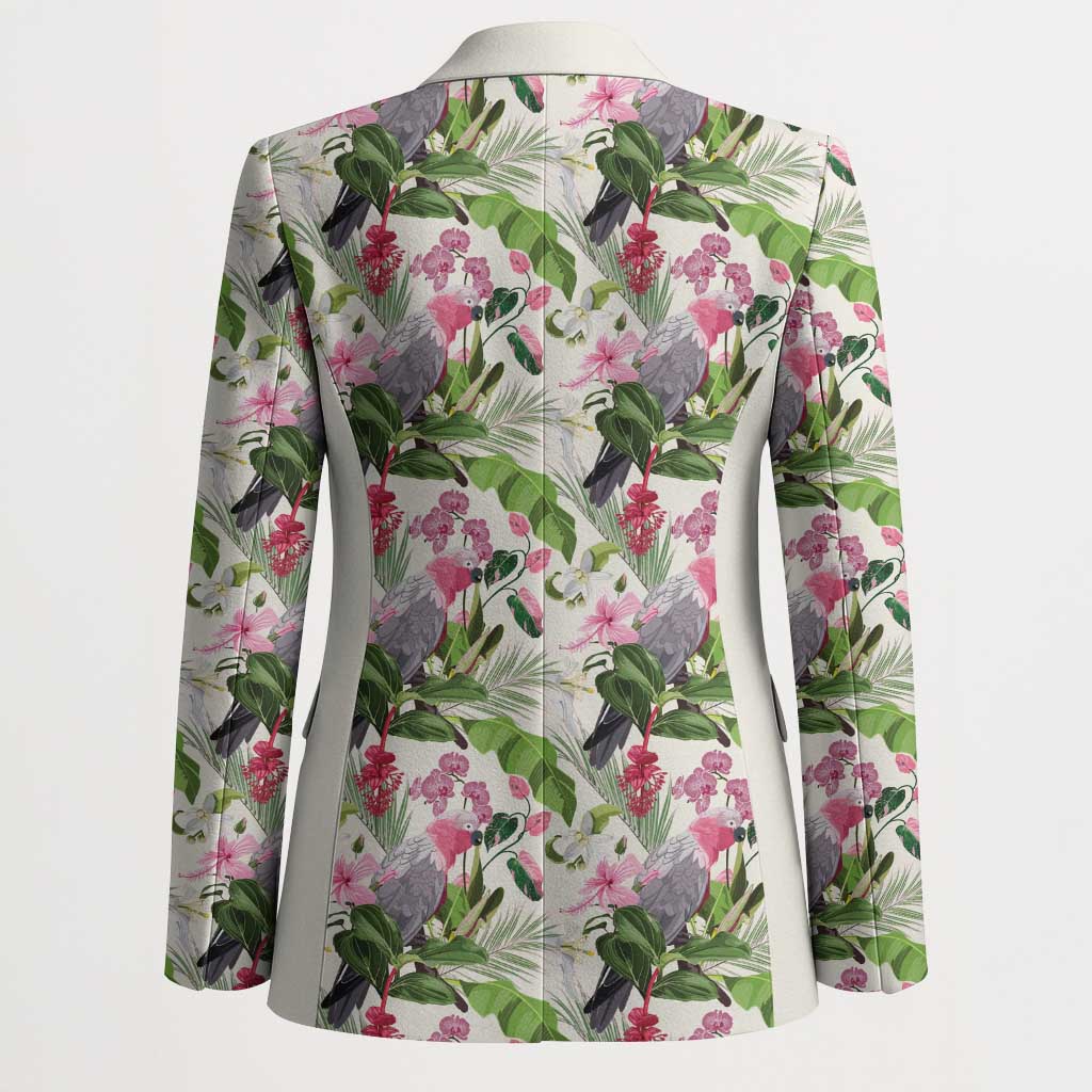 Aussie Pink Cockatoo Flowers Seamless Pattern Blazer - Aussie Hoodie