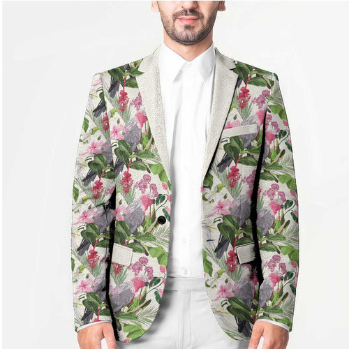 Aussie Pink Cockatoo Flowers Seamless Pattern Blazer - Aussie Hoodie