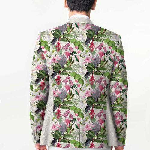 Aussie Pink Cockatoo Flowers Seamless Pattern Blazer - Aussie Hoodie