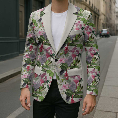 Aussie Pink Cockatoo Flowers Seamless Pattern Blazer - Aussie Hoodie