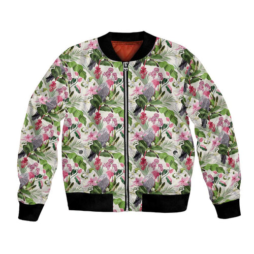 Aussie Pink Cockatoo Flowers Seamless Pattern Bomber Jacket - Aussie Hoodie