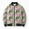 Aussie Pink Cockatoo Flowers Seamless Pattern Bomber Puffer Jacket - Aussie Hoodie