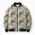 Aussie Pink Cockatoo Flowers Seamless Pattern Bomber Puffer Jacket - Aussie Hoodie