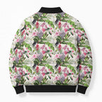 Aussie Pink Cockatoo Flowers Seamless Pattern Bomber Puffer Jacket - Aussie Hoodie