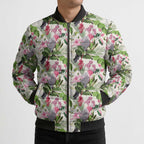 Aussie Pink Cockatoo Flowers Seamless Pattern Bomber Puffer Jacket - Aussie Hoodie