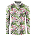 Aussie Pink Cockatoo Flowers Seamless Pattern Button Sweatshirt - Aussie Hoodie