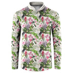 Aussie Pink Cockatoo Flowers Seamless Pattern Button Sweatshirt - Aussie Hoodie