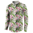 Aussie Pink Cockatoo Flowers Seamless Pattern Button Sweatshirt - Aussie Hoodie